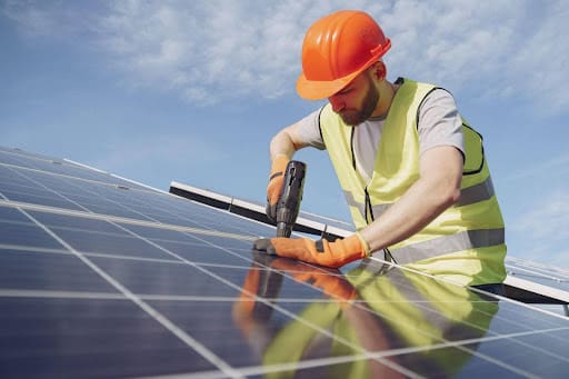 Photo de l'installation de panneaux photovoltaïques