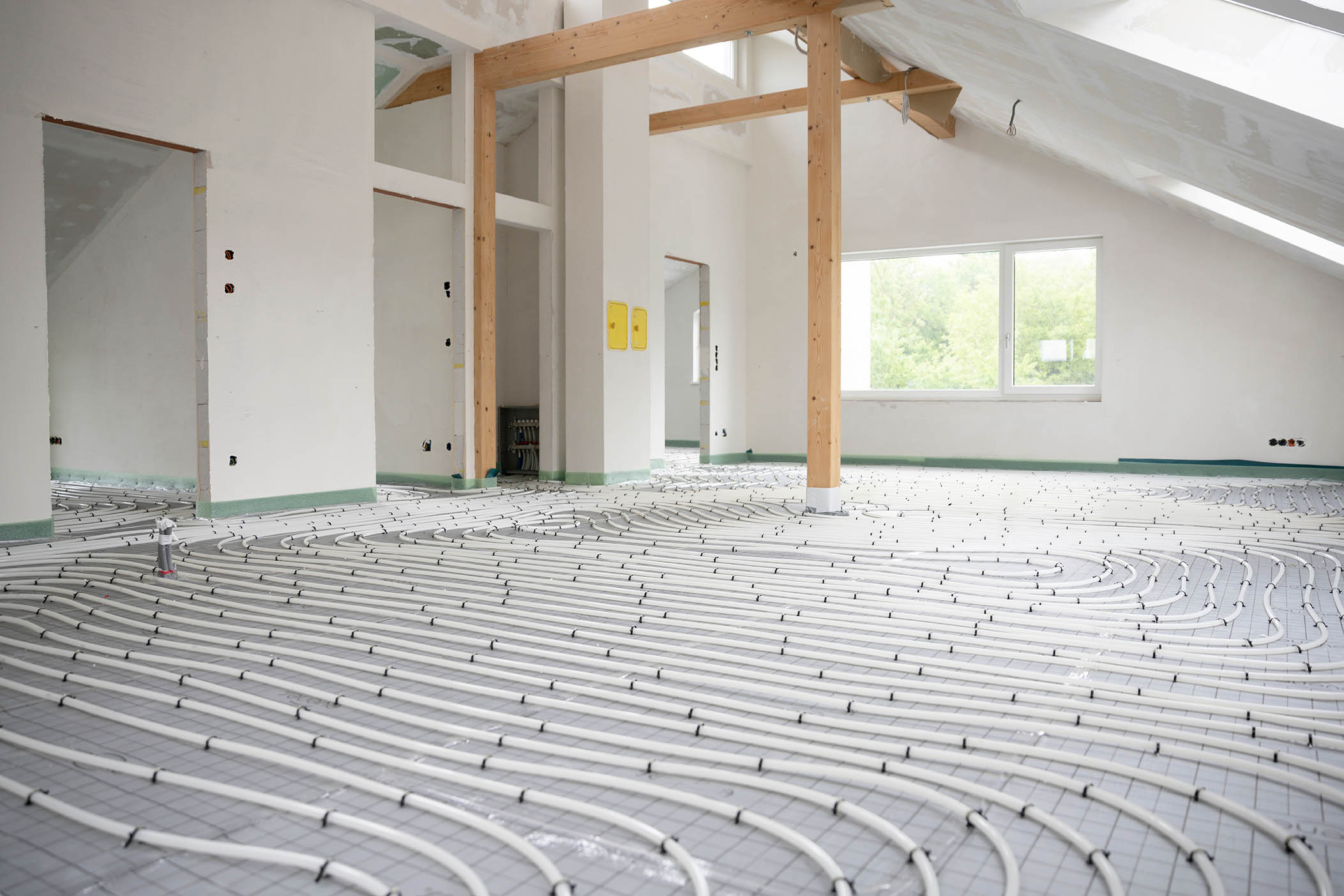 photo d'un plancher chauffant alimenter par une pompe à chaleur