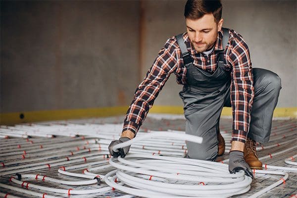 installation d'un plancher chauffant, chauffé par géothermie